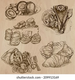 Sweets and Candies around the World (Vector pack no.2). Collection of an hand drawn illustrations (originals). Each drawing comprises of two layers of lines, the background is separated.