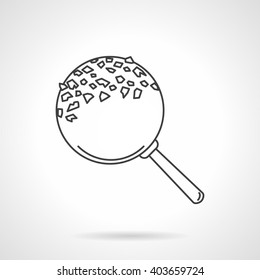 Sweets and candies. Ball-shaped lollipop with stick. Desserts menu. Candy shop. Flat line style vector icon. Single design element for website, business.