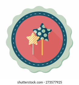 Sweets and candies flat icon with long shadow,eps 10