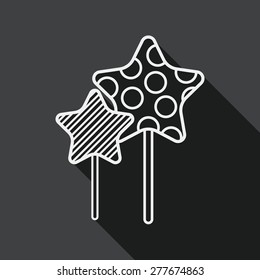 Sweets and candies flat icon with long shadow,eps 10, line icon