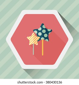 Sweets and candies flat icon with long shadow,eps 10