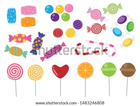 Sweets and candies icon vector set on white background