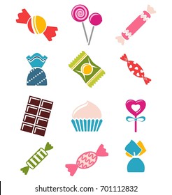 Sweets and candies icons.