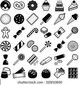 Colección de iconos de dulces y caramelos - ilustración vectorial