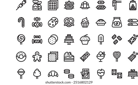 Sweets candies icons High-Quality Vector Icons Collection with Editable Stroke. Ideal for Professional and Creative Projects.