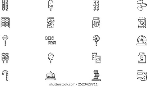 Iconos de dulces y caramelos Colección de iconos vectoriales de alta calidad con trazo editable. Ideal para Profesional y Proyectos Creativos.