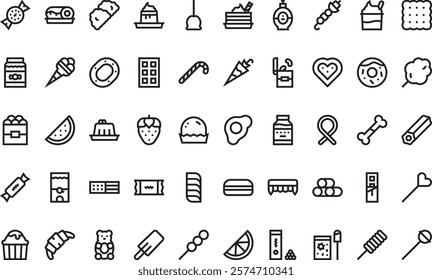 Sweets and candies icons High-Quality Vector Icons Collection with Editable Stroke. Ideal for Professional and Creative Projects