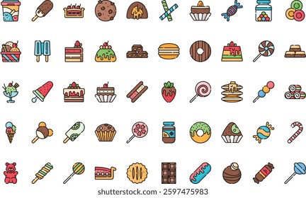 Sweets and candies icons High-Quality Vector Icons Collection with Editable Stroke. Ideal for Professional and Creative Projects.