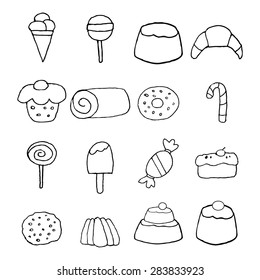 Sweets and candies icons set