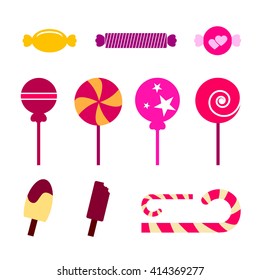 Sweets and candies icons set