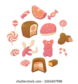 Sweets and candies icons set. Cartoon illustration of 16 sweets and candies vector icons for web