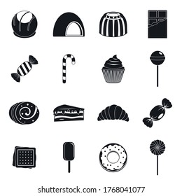 Sweets and candies icons set. Simple illustration of 16 sweets and candies vector icons for web