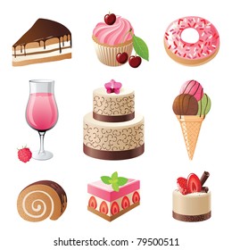 sweets and candies icons set - vector illustration