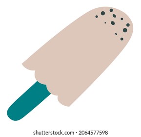 Sweets and candies, isolated gelato on stick, delicious ice cream. Tasty flavor of dairy product, creamy vanilla refreshing in summer time and hot weather. Caramel and chocolate. Vector in flat style