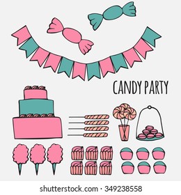 Sweets and candies party ideas, sweet design elements 