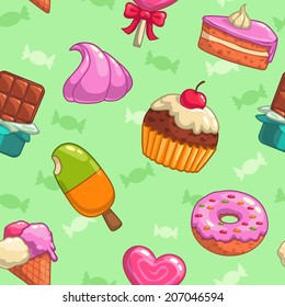 Sweets and candies seamless vector pattern