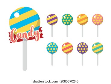 Sweets and candies set on white background