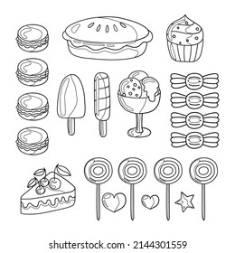 Sweets and candies.Vector illustration. Coloring illustration