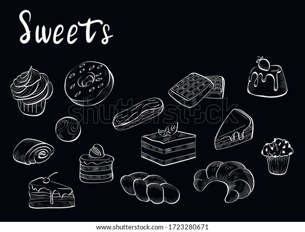 Sweets Candy Bakery Food Chalk Vector Stock Vector (Royalty Free ...