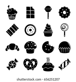 Sweets candy cakes icons set. Simple illustration of 16 sweets candy cakes vector icons for web