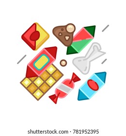 Sweets candy category icon, vector line illustration for shop and symbol of cafe. Traditional Russian sweets and Candy.