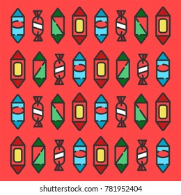 Sweets candy category icon, vector line illustration for shop and symbol of cafe. Traditional Russian sweets and Candy.