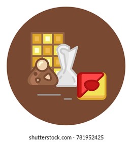 Sweets candy category icon, vector line illustration for shop and symbol of cafe. Traditional Russian sweets and Candy.