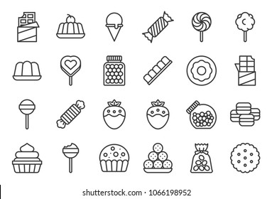 Sweets and candy icon set 1/2, line icon set