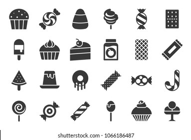 Sweets and candy icon set 2/2, glyph icons