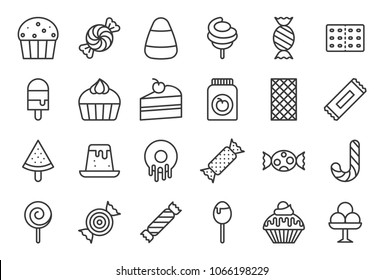 Sweets and candy icon set 2/2, line icon set