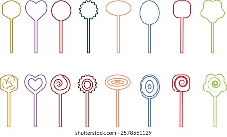 Sweets and candy icon set. Chocolate bars, caramel, toffee and lollipop on sticks, marmalade bears. Confectionery shop elements for birthday kids present cartoon flat isolated vector collection.