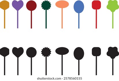 Sweets and candy icon set. Chocolate bars, caramel, toffee and lollipop on sticks, marmalade bears. Confectionery shop elements for birthday kids present cartoon flat isolated vector collection.