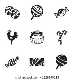Sweets candy icon set. Simple set of 9 sweets candy vector icons for web design isolated on white background