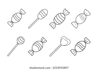Sweets and Candy Line Icons Editable Stroke