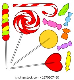 Sweets candy lollipop vector clipart isolated colorful illustration