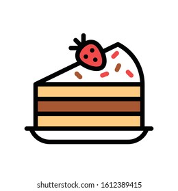 sweets and candy related cake slice in plate vector with editable stroke