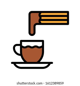 sweets and candy related coffee with  biscuit vector with editable stroke