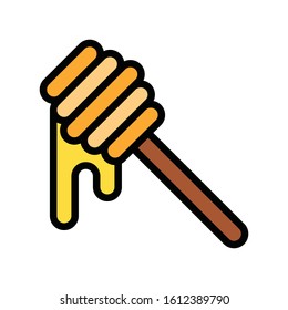 sweets and candy related honey with wooden stick vector with editable stroke