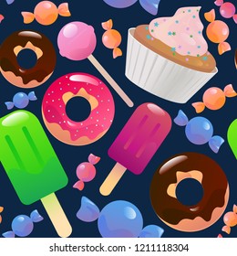 Sweets and candys seamless vector pattern