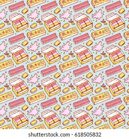 Sweets. Chewing Gum Seamless pattern. Hand Drawn Doodle Bubble Gums. Vector illustration