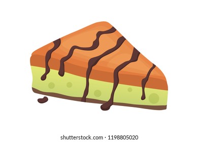 Sweets chocolate dessert objects collection, pie with cream. Homemade bakery cake dessert vector.