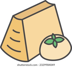 Sweets color single icon illustration Baumkuchen ice cream