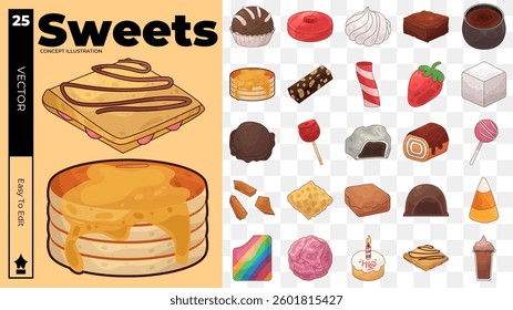 sweets concept illustrations. Set of sweets vector illustrations