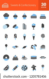 Sweets & Confectionery Filled Blue & Black Icons