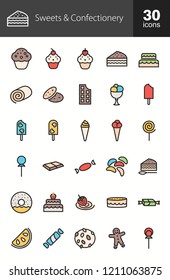 Sweets & Confectionery Filled Line Icons