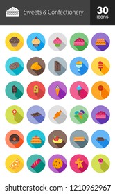 Sweets & Confectionery Long Shadow Icons