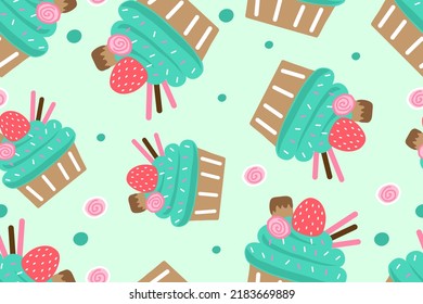 Sweets cupcake pastel doodle pattern