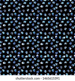Sweets design. Hand drawn outlined colorful seamless pattern with cupcakes, cute background on blue, gray and black. Vector illustration.