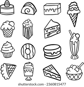 Dulces y alimentos para postres Dibujo ilustrativo 