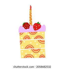 Sweets and dessert hand drawn vector illustration in bright boho colors. Isolated vector design for web and print. 